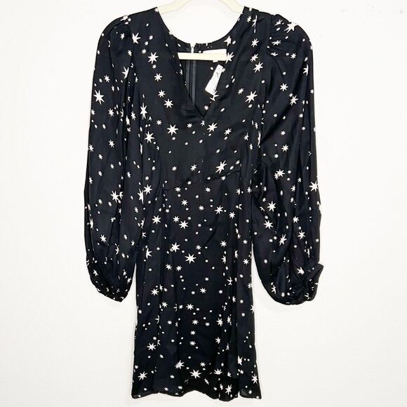 byTiMo Vintage Star Print Astrological Puff Sleeve Flowy Mini Dress - Picture 4 of 11